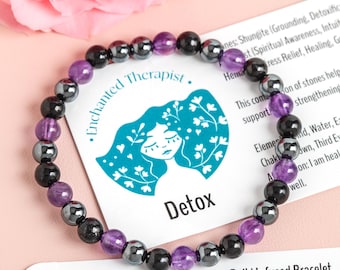 Reiki Detox Bracelet: Shungite, Amethyst & Hematite Healing Crystals