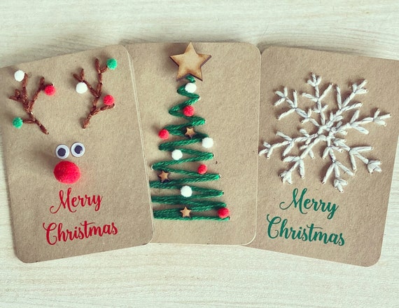 Make Your Own Christmas Card Kit DIY Craft Bag Craft Kits for Kids Craft Kit for Adults Wool Craft Kit Etsy