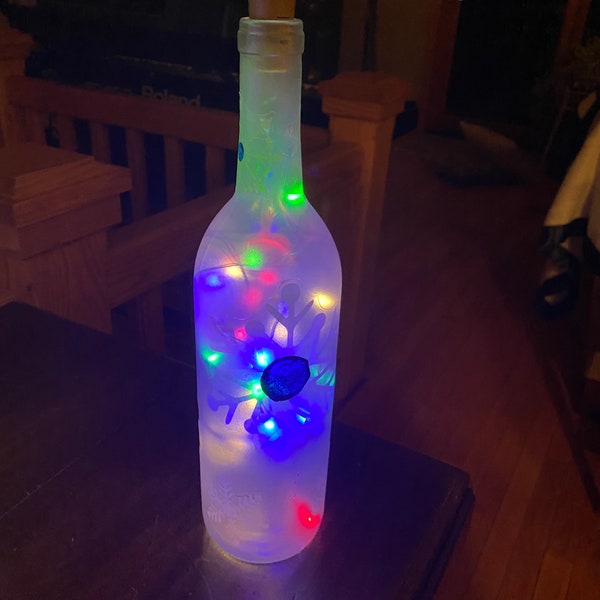 Painted Glass Bottles With Lights Etsy
