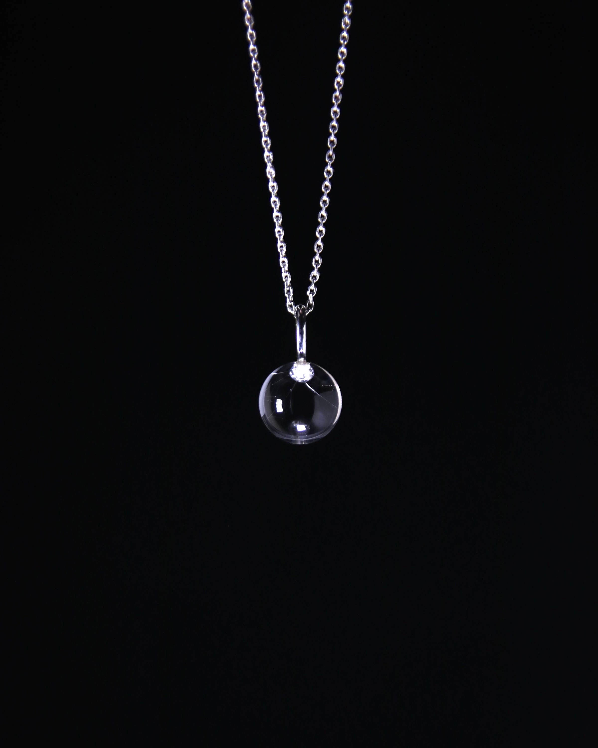 Oron S Clear Quartz Sphere Pendant Necklace Nr.11, Long