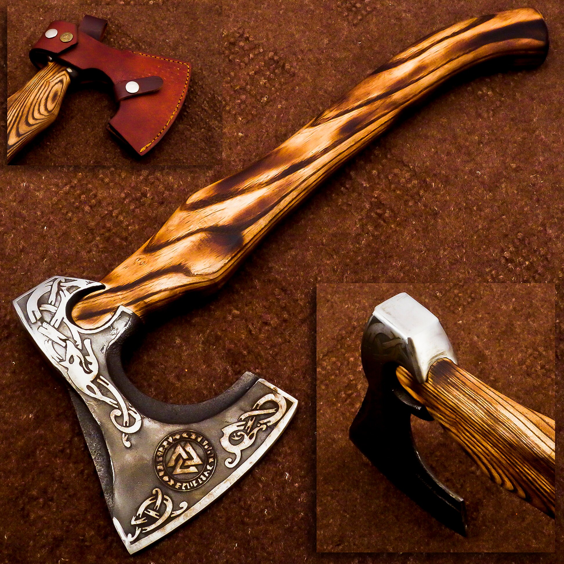 Custom Handmade Axe acid etching axes with sheaths axes and Etsy