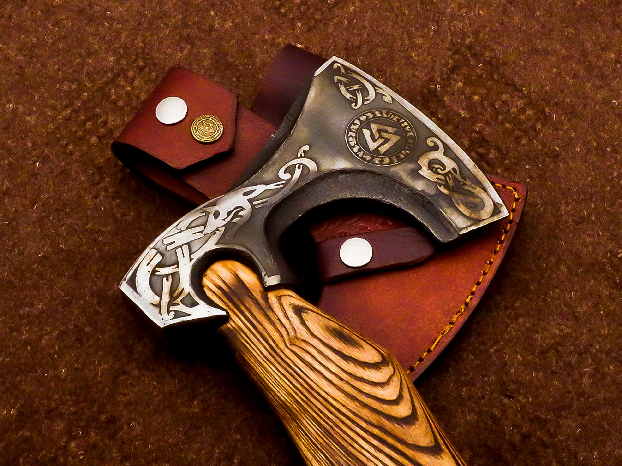 Custom Handmade Axe acid etching axes with sheaths axes and Etsy