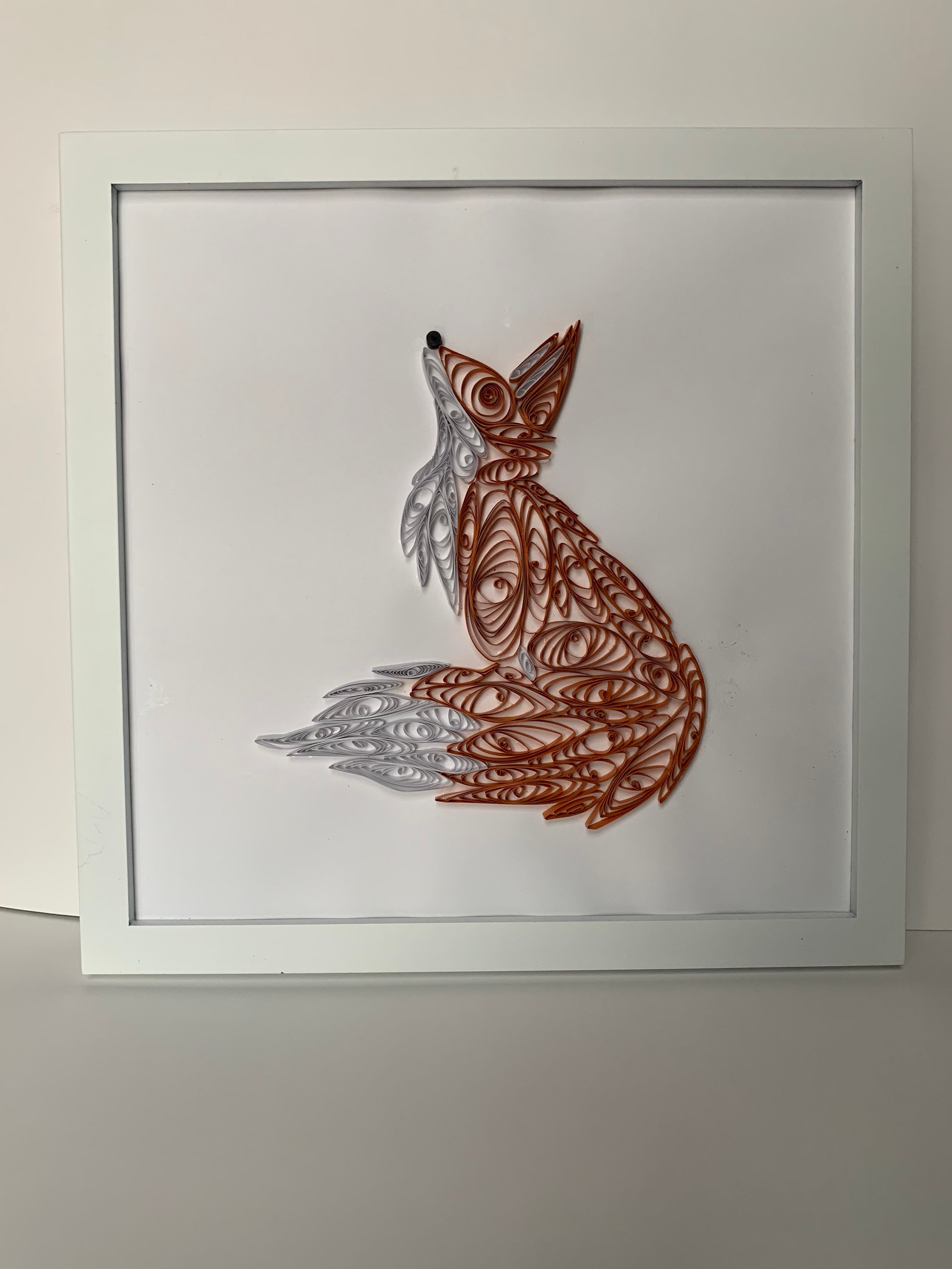 Framed quilled fox wall art Etsy