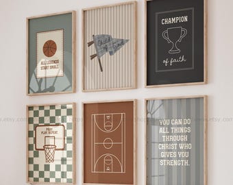 Christian Basketball Decor Christian Boys Wall Art Basketball Bible Verse Wall Art Sports Wall Art with Bible Verse Boys Christian Teen Art