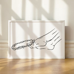 C'est fini | Impression chrétienne | Art mural chrétien | Dessin Jésus | Dessin au trait Jésus | Décoration de Pâques | Art mural de Pâques | Cadeau de Pâques