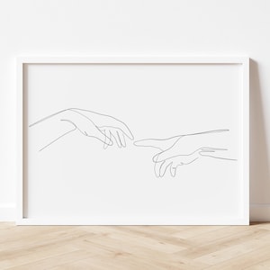 Hands Line Art | Hands Drawing | Creation of Adam One Line | Michelangelo |