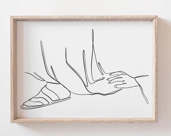 Touching the hem of Jesus garment | A woman healed by Jesus | Bible verse Illustration | Minimalist Christian Wall Art | Religious Art