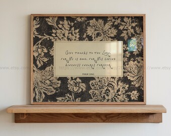 Psalm 136:1 Vintage Christian Wall Art Botanical Thanksgiving Decor Printable Bible Verse Artwork (Horizontal)