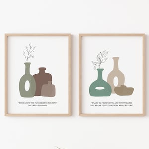 Sé los planes que tengo para ti, Decoración cristiana moderna, Arte mural con escrituras bohemias, Arte imprimible verde, Mediados de siglo, Moderno, Impresiones cristianas