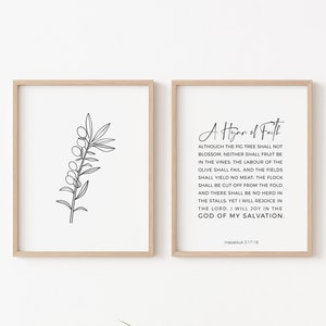 Habakkuk 3:17-18 | Christian Print | Bible Verse Wall Art | Although the fig tree shall not blossom | Yet I will rejoice in the LORD