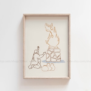 Elijah on Mount Carmel | Elijah built an altar with 12 stones | Elijah Praying for fire | Scripture Printable Wall Art