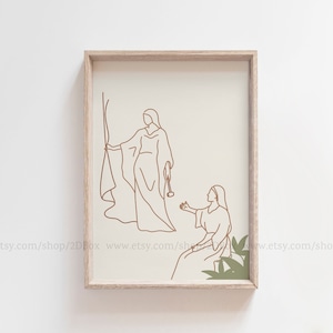 Deborah the Judge and Jael the Just Printable Art, Minimalist Christian Line Art, Women of God, Women of the Bible, Bible Verse Illustration