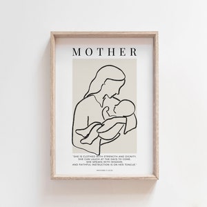 Madre / Arte mural cristiano / Arte mural con versículos bíblicos / Obras de arte cristianas / Arte religioso imprimible / Regalo cristiano para mujeres /