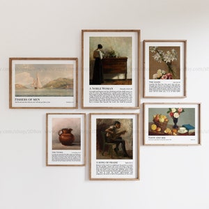 Christian Fine Art Collection, Set of 6 Moody Christian Prints, Vintage Christian Art, Still Life Christian Paintings, Religious Fine Art