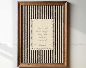 I Can Do All Things Through Christ Philippians 4:13 Bible Verse Printable Striped Christian Art Scripture Wall Art