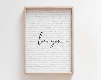 I love you Gifts | I love you in over 100 languages | I love you Wall Art | Valentines Day Decor | Valentines Day Gift for him | Love Print