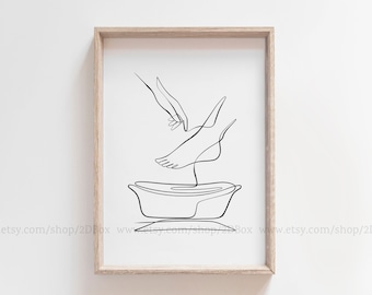 John 13:1-17 Illustration | Religious Art | Christian Print | Minimalist | Modern | Abstract | One Line | 24x36 | A2 | 18x24 | 16x20 | 11x14