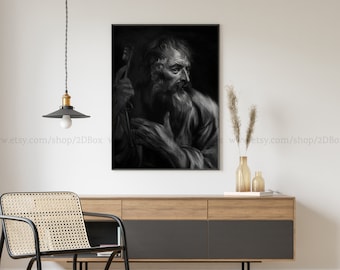 Saint Peter Portrait | Modern Christian Art, Bible Verse Hand Sketch (Digital Download)