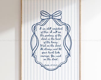 Psalm 27:13 Christian Prints Bible Verse Quote Christian Grandson Prints Blue Christian Art Minimalist Christian Teen Room Decor Boys Dorm