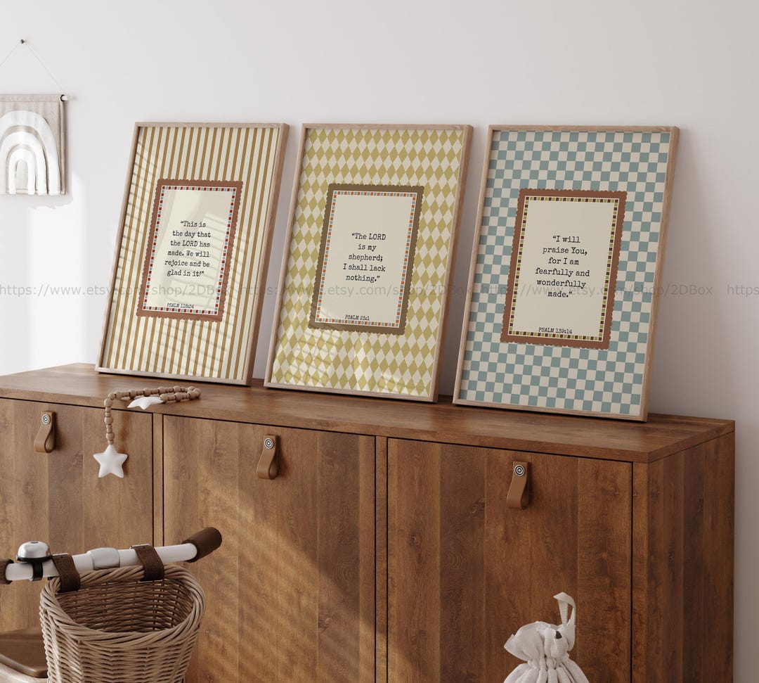 Bible Verse Wall Art Set of 3 Vintage Christian Wall Art Prints ...