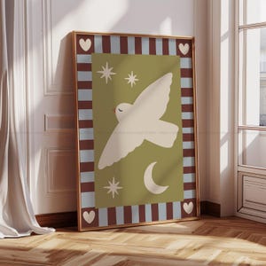 Taube Wandkunst Moderne Vogelkunst Taube Kinderzimmerdeko Wunderliche Christliche Kinderzimmerwandkunst Religiöse Kinderzimmer Wunderliche Vogeldekor