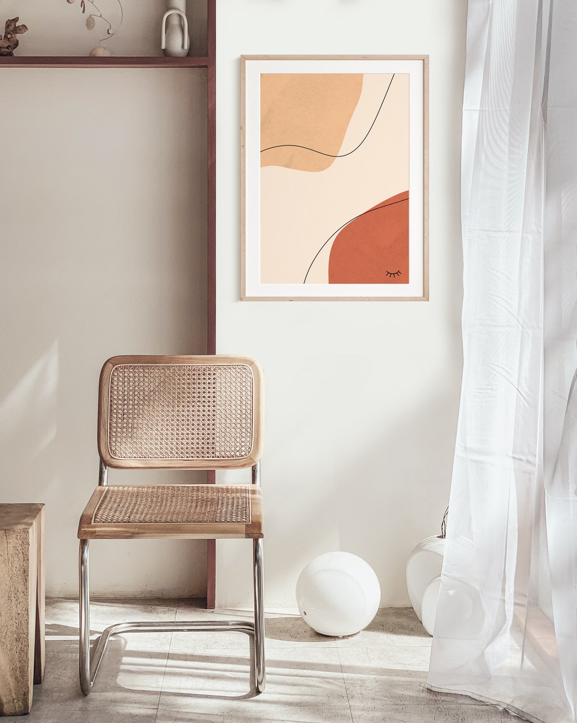 Set of 3 Abstract Prints Beige Wall Decor Modern Etsy