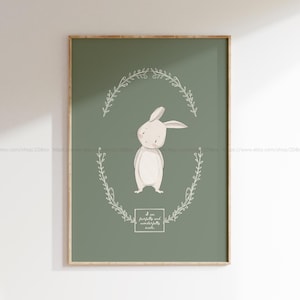 Christian Nursery Decor Sage Green Christian Printable Cottagecore Baby Room Decor Bunny Nursery Theme Prints Fearfully and wonderfully made