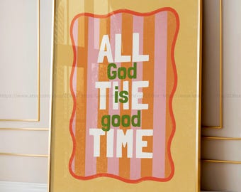 Faith Quote Poster Yellow Trendy Bible Verse Wall Art Minimalist Preppy Christian Wall Art Aesthetic Cute Scripture College Art God is Good