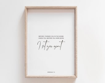Jeremiah 1:5 | Bible Verse Printable Art | Before I formed you | Set Apart | Christian | Modern | Minimalist | Wall Art | Poster | Print