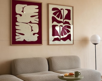 Subtle Christian Art Set of 2 Look at the Birds & Consider the Lilies Matthew 6 Scripture Prints Burgundy Christian Art