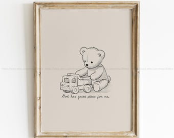 Vintage Christian Nursery Decor Rustic Christian Printable Cottagecore Baby Room Decor Vintage Nursery Theme Prints Teddy Bear Kids Room Art
