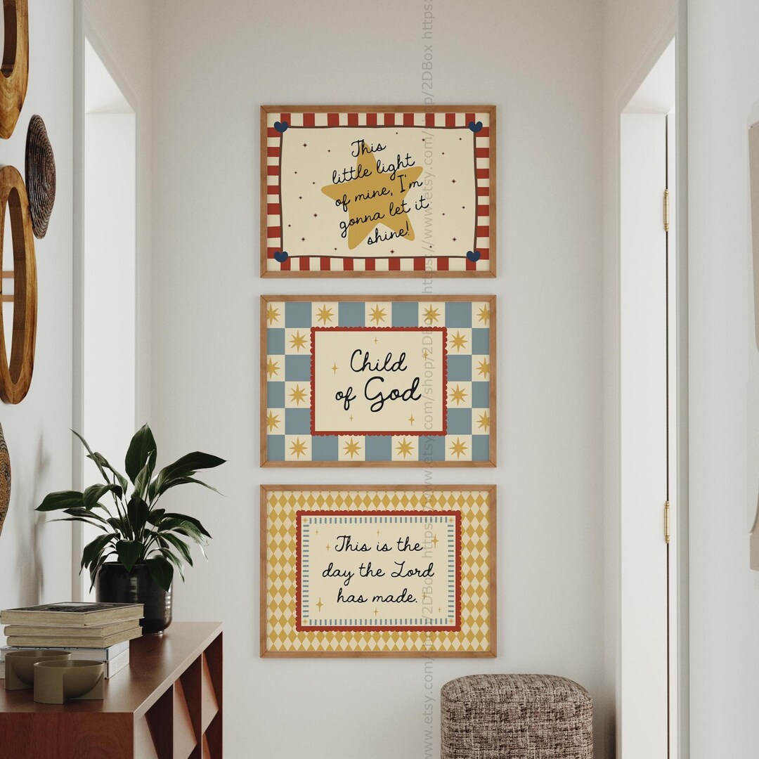 Child of God Christian Nursery Wall Art Set of 3 Horizontal Bible Quote ...