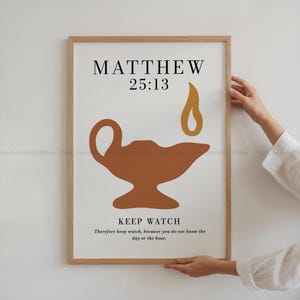 Terracotta Boho Christian Wall Art Matthew 25:13 Keep Watch Print Minimalist Scripture Decor Modern Bible Verse Wall Art Faith Home Decor
