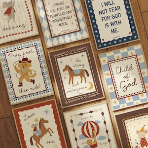Christliche Jungen-Kinderzimmer-blaue Bibel-Druck-Kinderzimmer-Tierwand-Kunst-Kinder christliche Kunst-Bibel-Themen-Kinderzimmer-Set christliche Affirmationen für Jungen