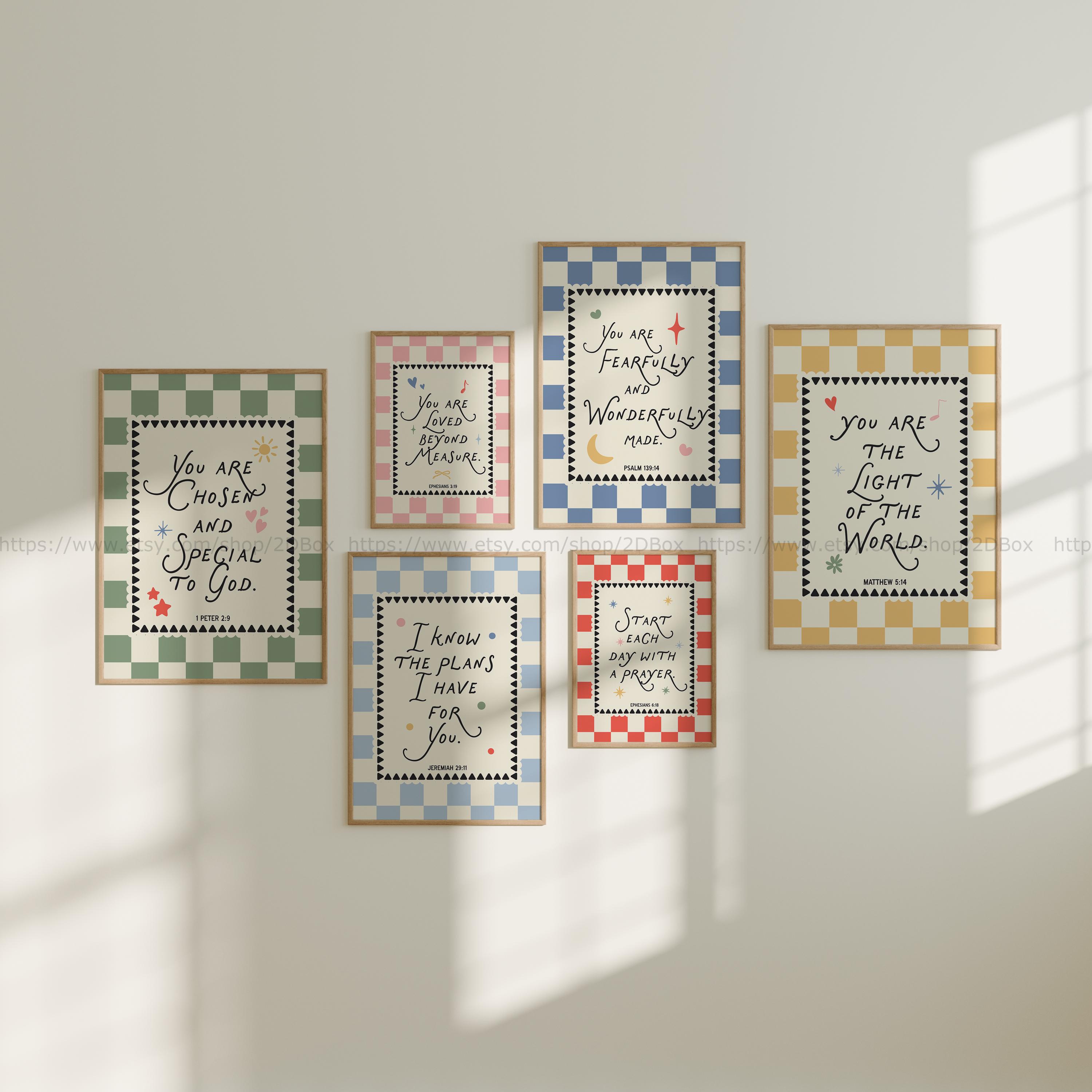 Christian Kids Room Wall Art Set Bible Verse Prints for Children ...