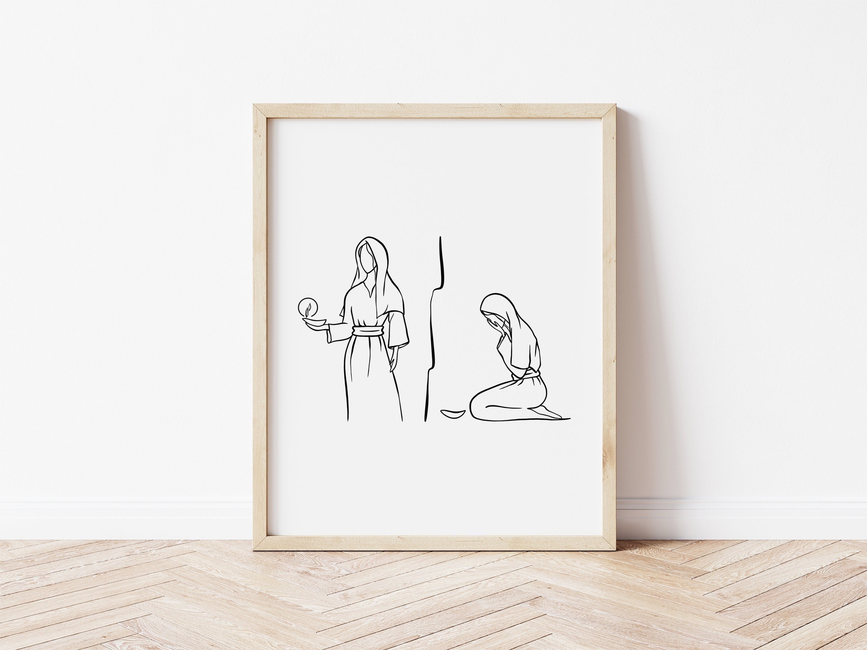 The Parable of the Ten Virgins Matthew 25 Illustration Bible | Etsy