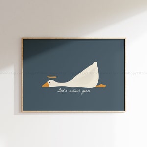 God&#39;s Silliest Goose, Christian Children&#39;s Room Decor, Blue Nursery Wall Art, Blue Goose Print, Blue Baby Room Wall Art, Biblical Nursery