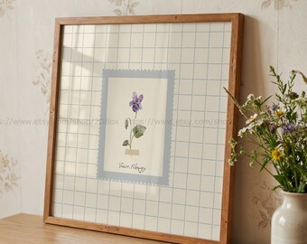 Birth Month Flower February Birth Flower Violet Art Cottagecore Art Farmhouse Floral Art