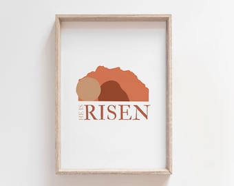 He is Risen Wall Art, Resurrection Prints, Easter Wall Art, Boho Christian Decor, Easter Print, Easter Gift, Easter Decor, Easter Cards