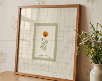 Birth Month Flower October Birth Flower Marigold Art Cottagecore Art Farmhouse Floral Art