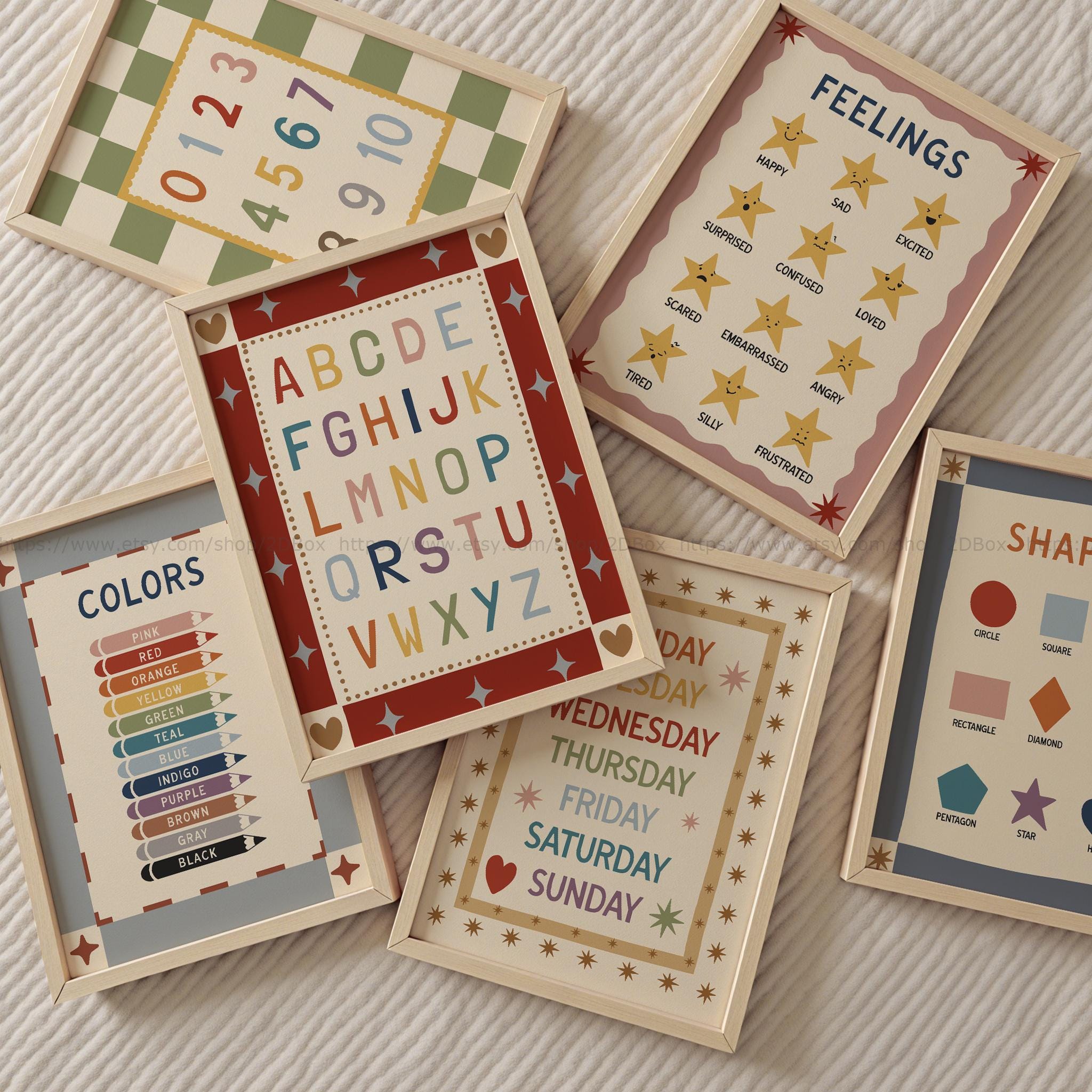 Toddler Learning Posters Set Montessori Poster Homeschool Decor ...