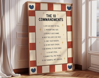 The 10 Commandments for Kids Wall Art Christian Nursery Print Bible Rules for Children Sunday School Decor Faith Based Kids Room Art