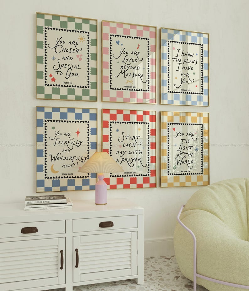 Christian Kids Room Wall Art Set Bible Verse Prints for Children ...