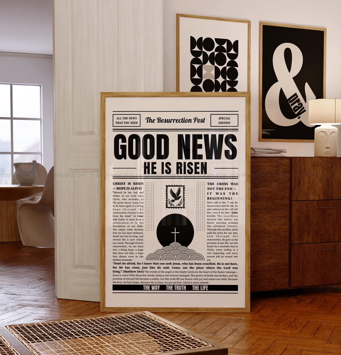 He is Risen Easter Christian Art Resurrection Poster the Good News ...