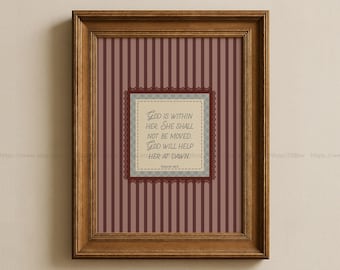 God is within her Psalm 46:5 Christian Girl Wall Art Pink Brown Coquette Christian Girl Wall Art Vintage Bible Verse Wall Art Girls Room