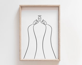 Holy Trinity Abstract Print | Religious Art | Christian Wall Decor | Bible Illustration | Minimalist | Line Art | Modern | Christian Gift