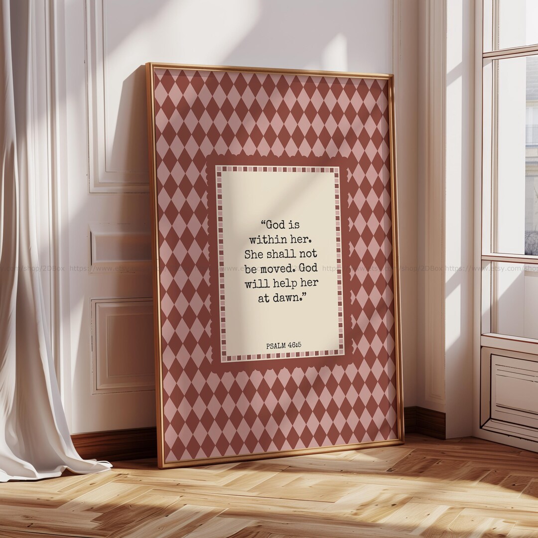 Psalm 46:5 Wall Art God is Within Her Scripture Print Vintage Christian ...