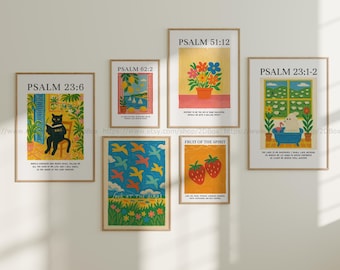 Colorful Bible Verse Prints, Modern Christian Wall Art (Digital Download)