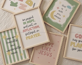 Bundel christelijk klaslokaal muurkunst zondagsschooldecor Kinderbedieningsdecor Schriftafdrukken Bijbelcitaten voor kinderen
