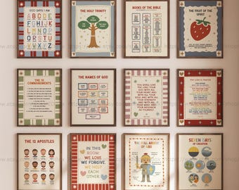 Christian Playroom Decor Set of 12 Church Nursery Decor Kids ministry Decor Kids Bible Wall Art Christian Nursery Art Sunday School Decor